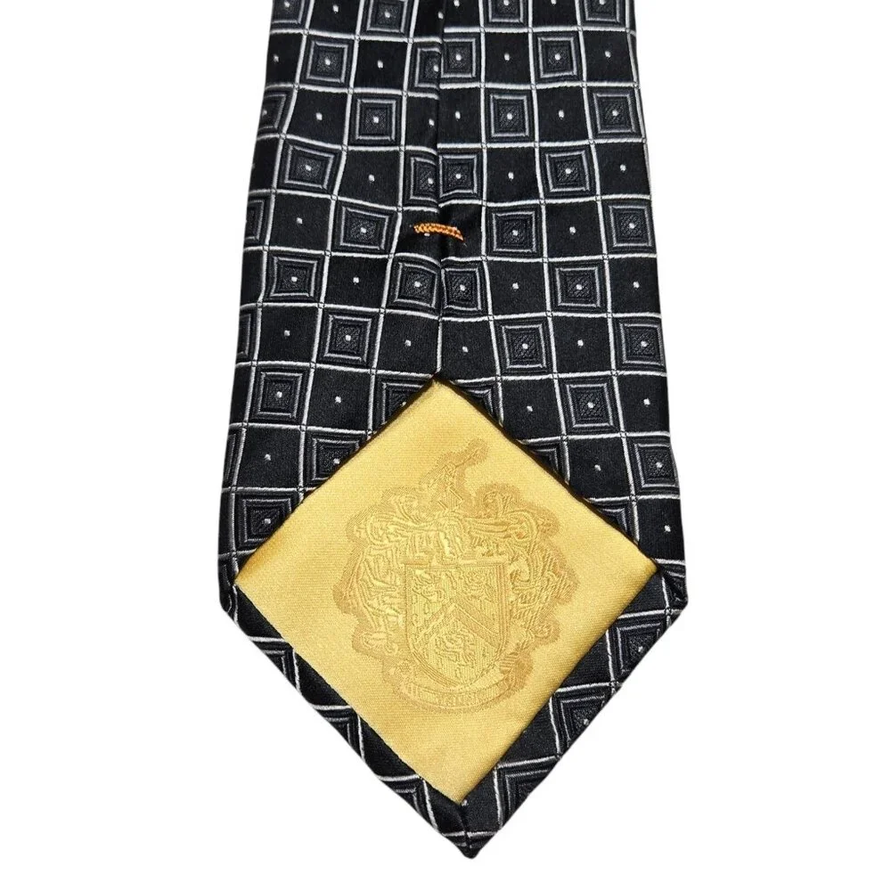 Donald J Trump Necktie Mens Classic Black Geometric Silk‎ Signature Collection